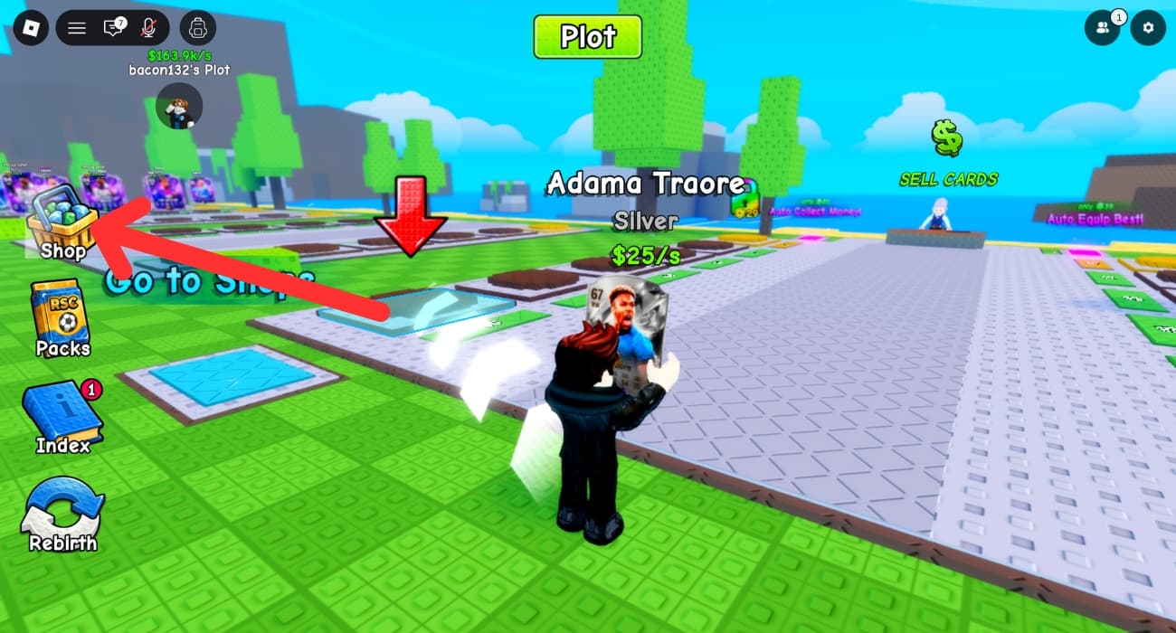 Click the Shop Icon on the Left Side