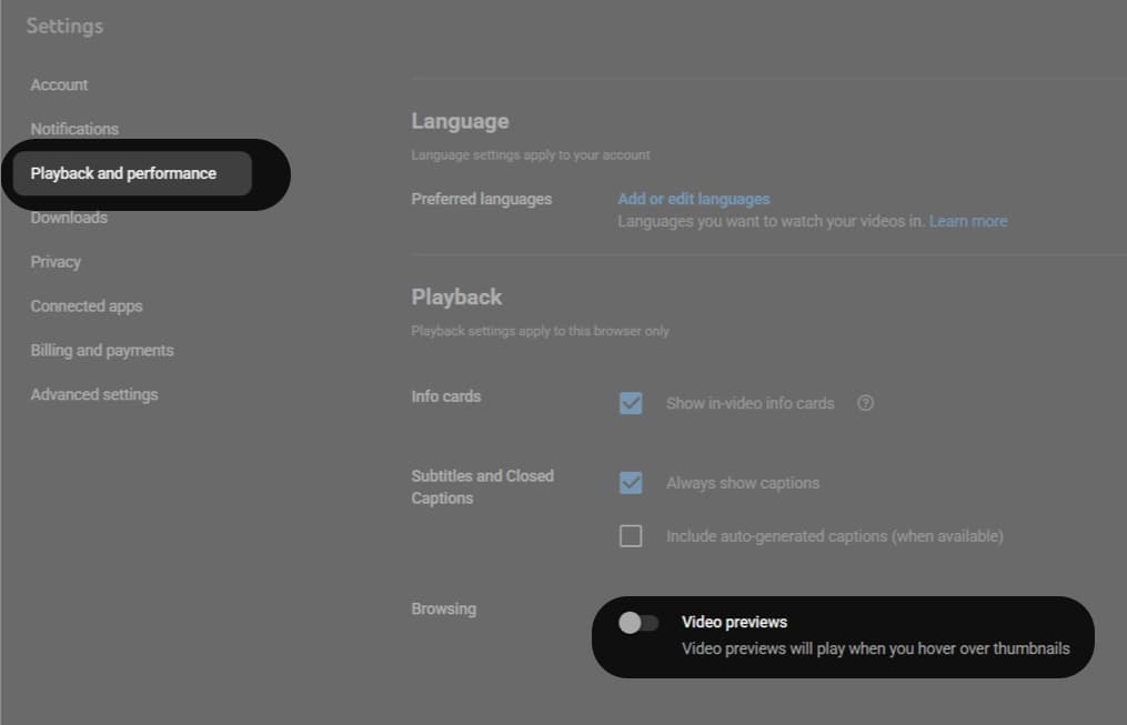 Disable Previews on YouTube On Desktop and Web