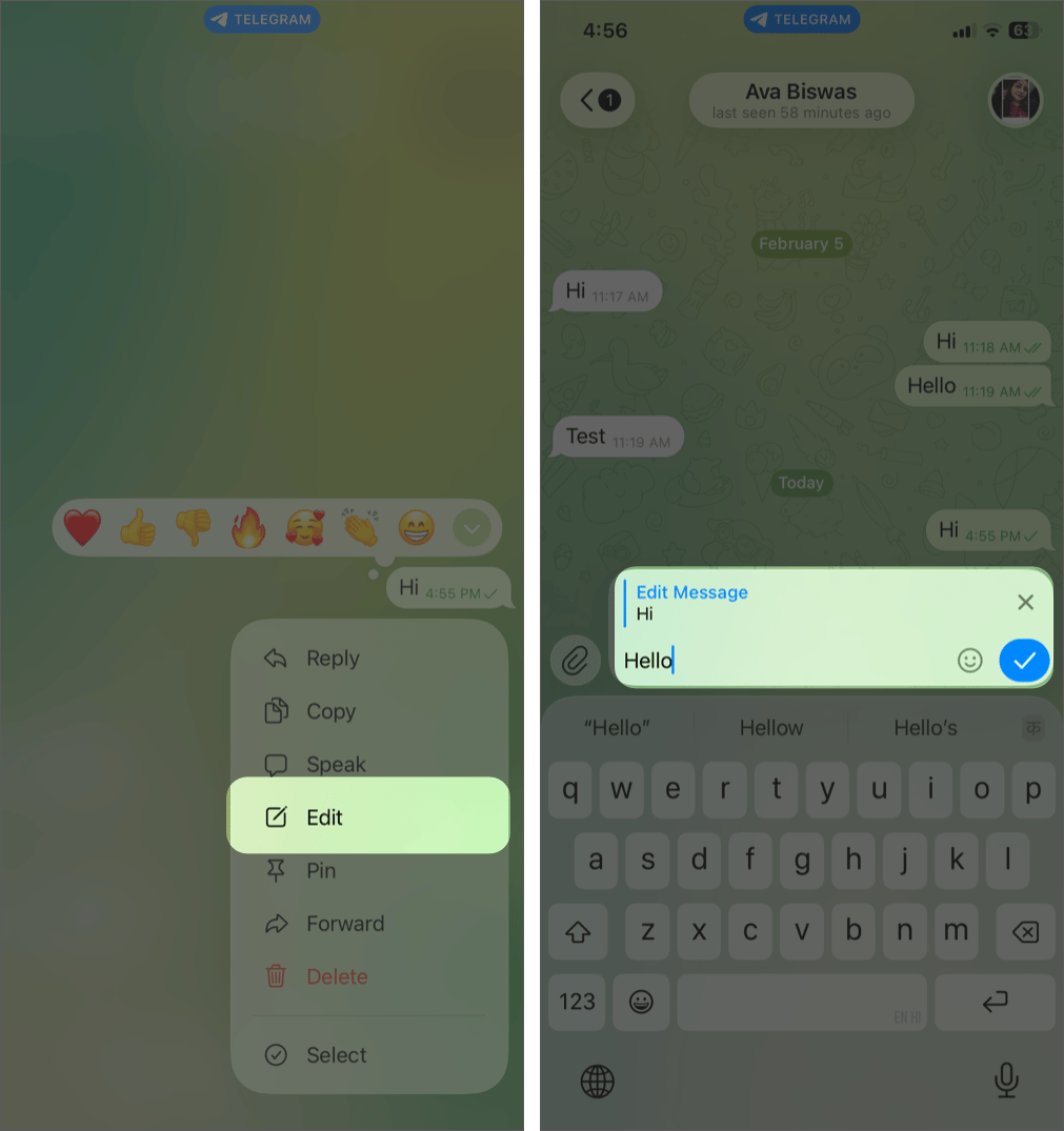 Edit sent messages