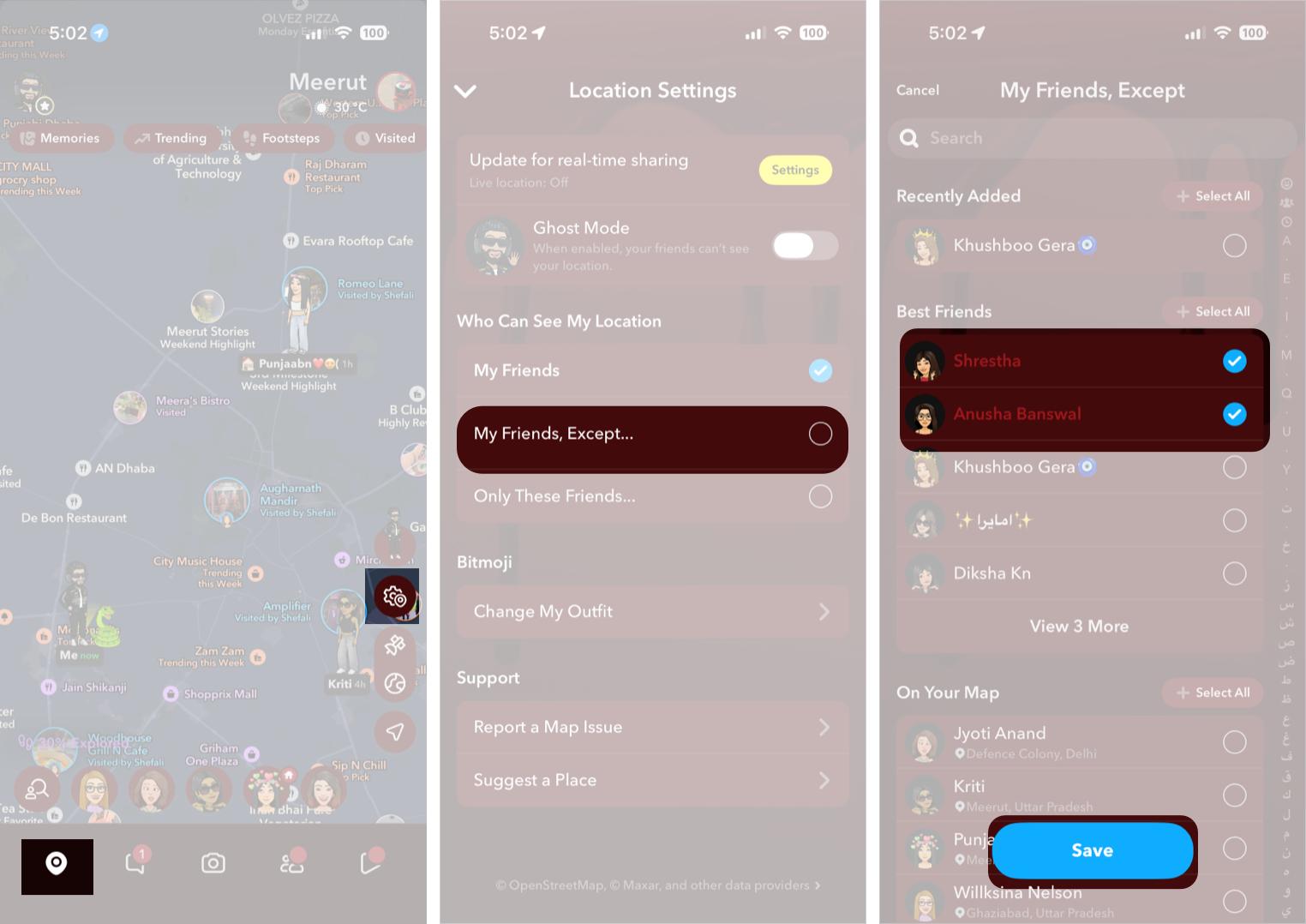 Hide Location From Specific Friends Only
