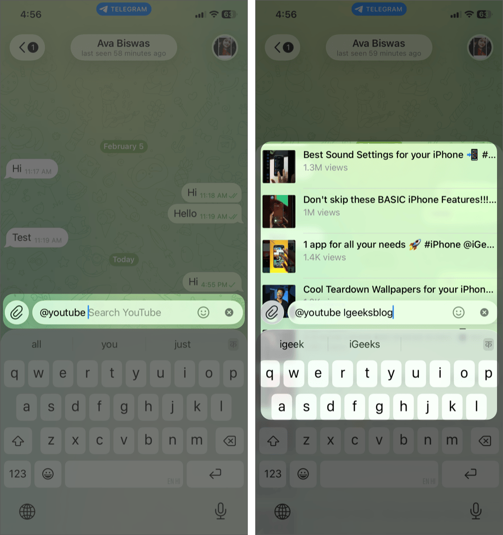 Send GIFs and YouTube videos more easily