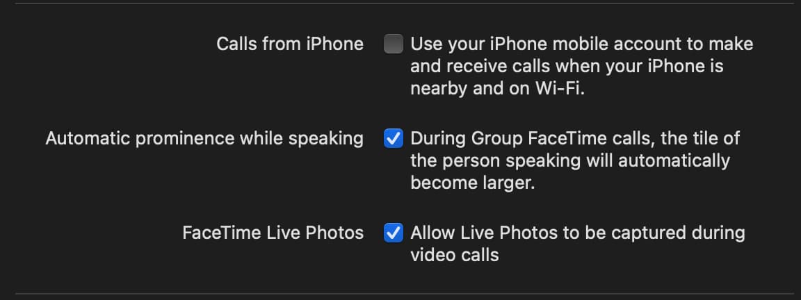 Uncheck Calls from iPhone