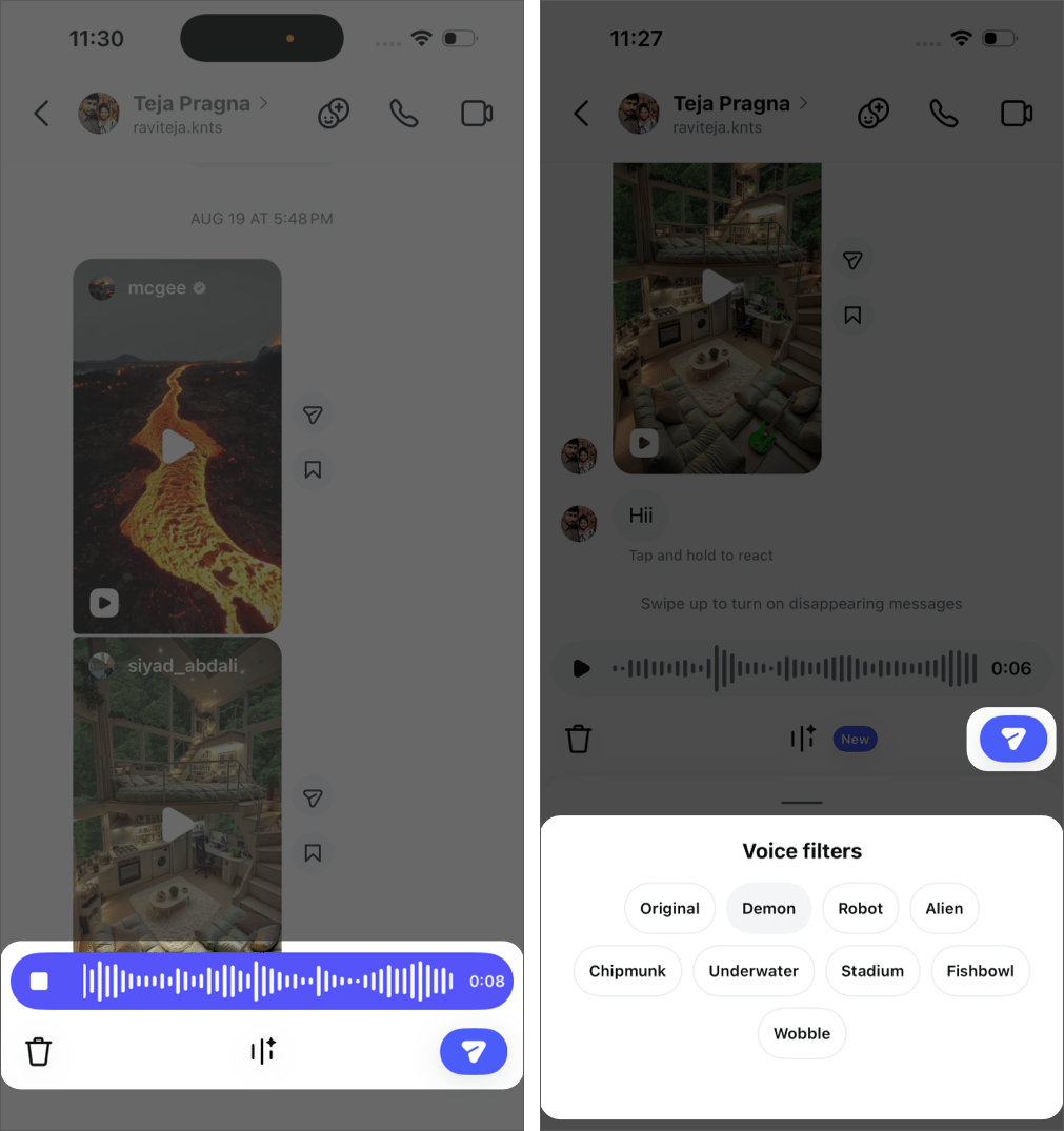 Use AI Voice Effects in Instagram DMs
