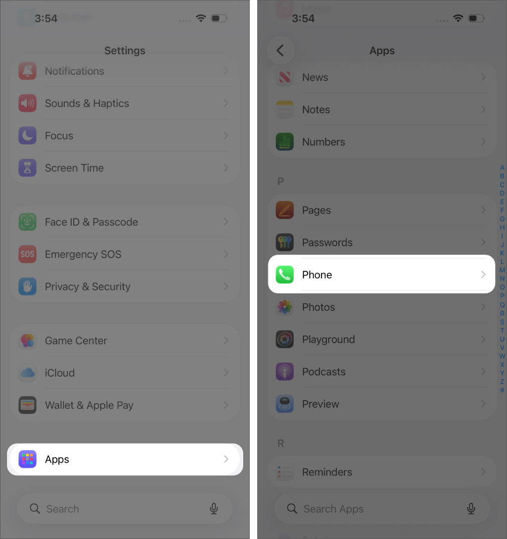iPhone Phone App Settings
