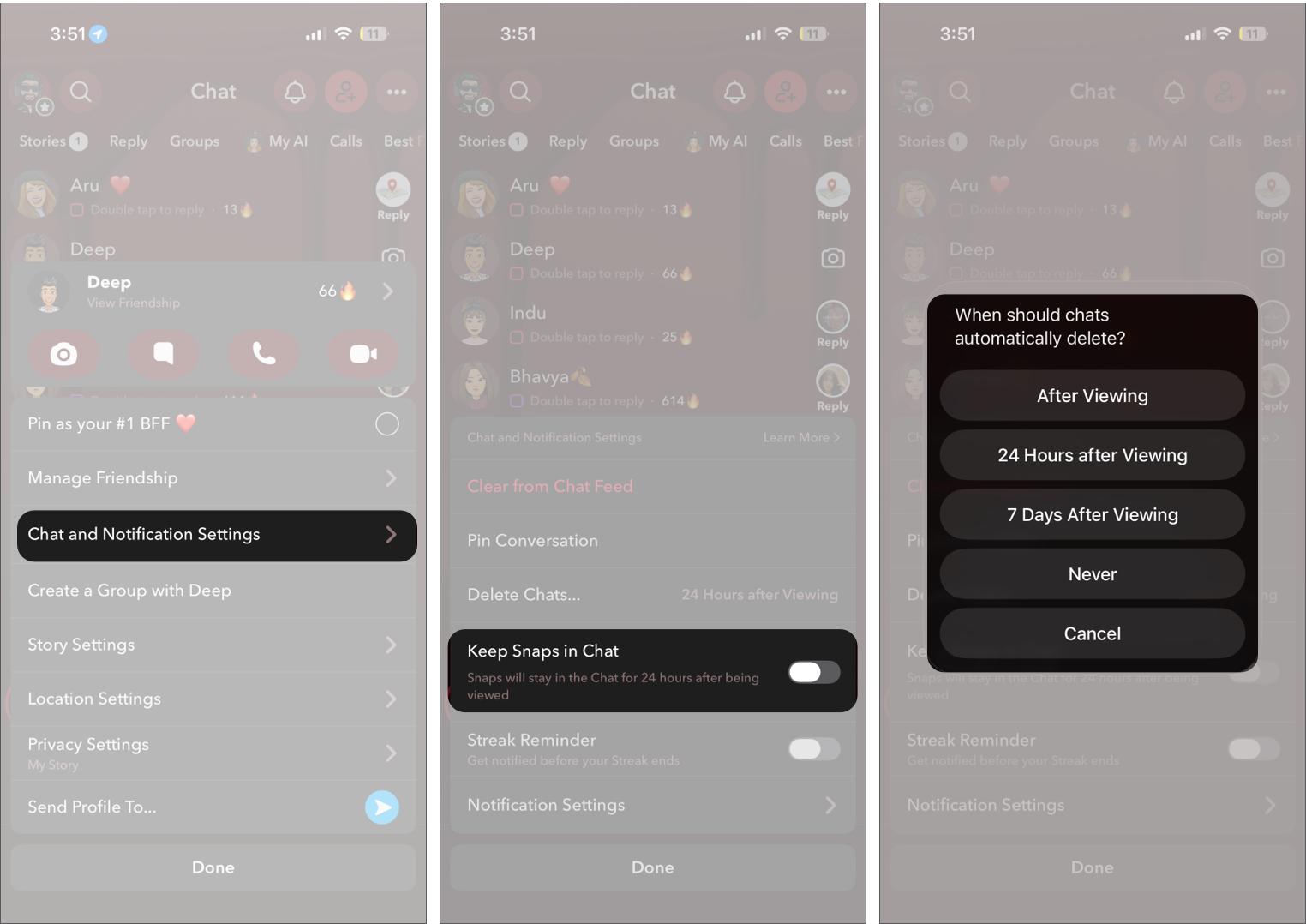 Adjusted Chat Auto Delete and Save Settings