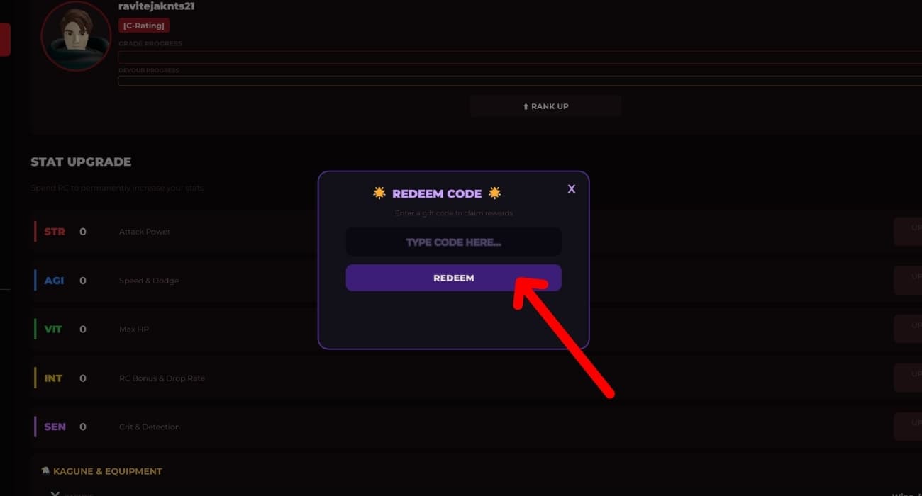 Click Reddem After Enter Code