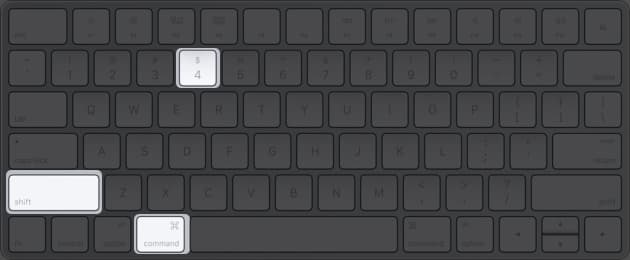 Command + Shift + 4 for custom screenshots