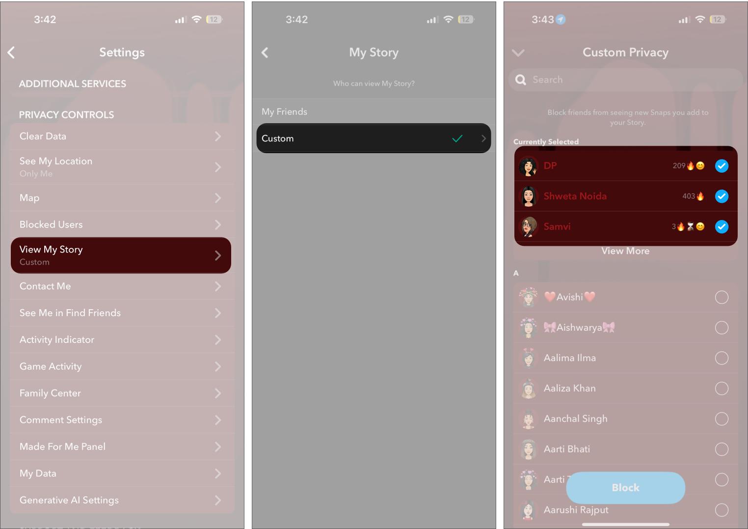 Customized Story Visibility