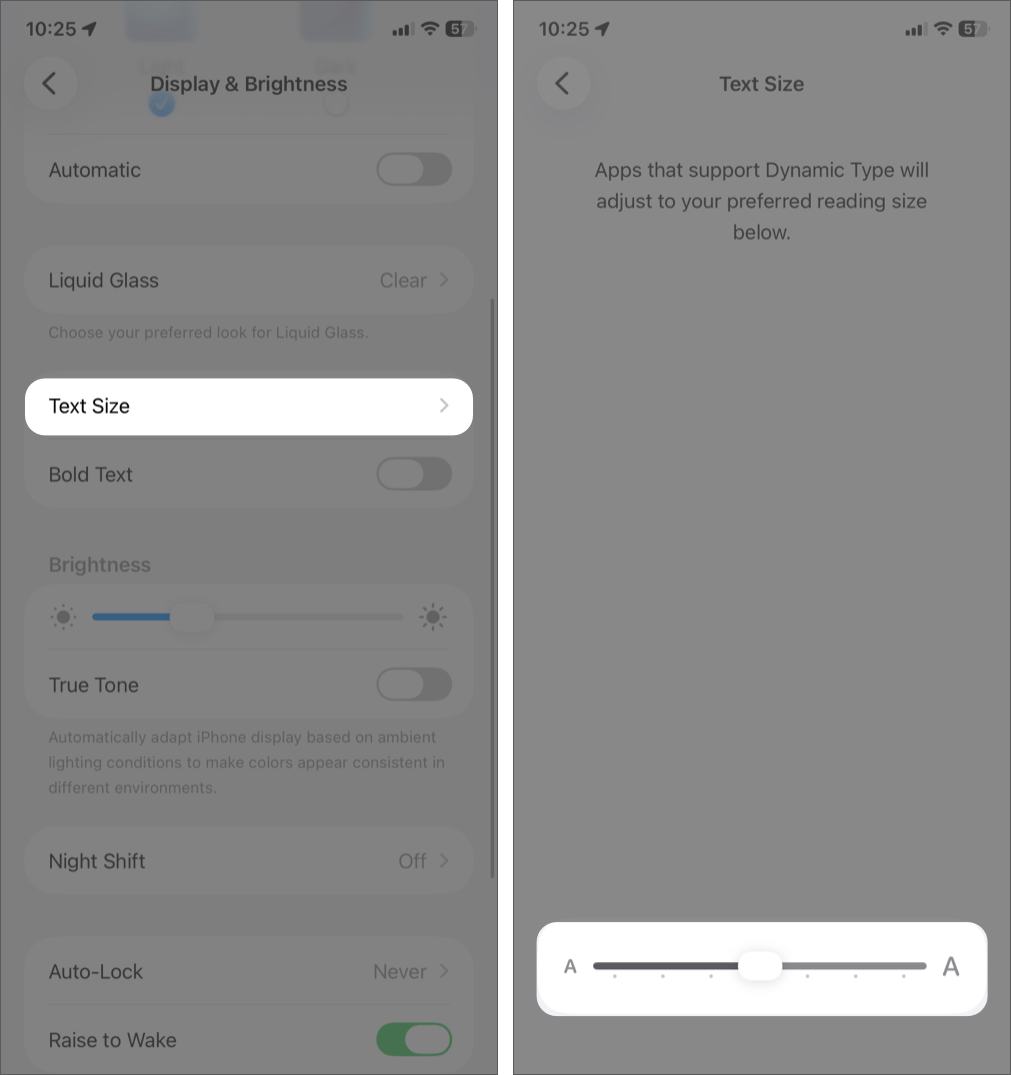 Increased Text Size