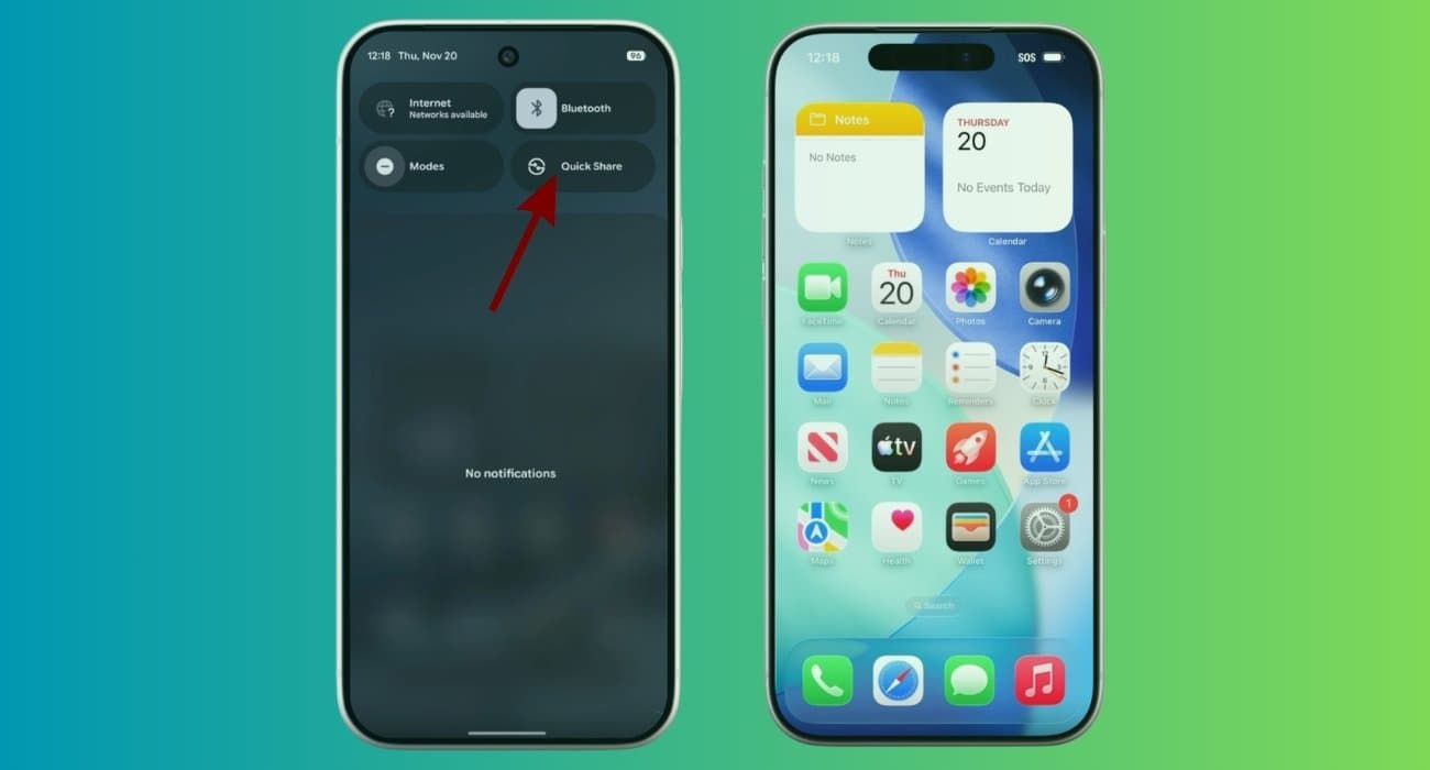 Select Quick Share on your Android phone