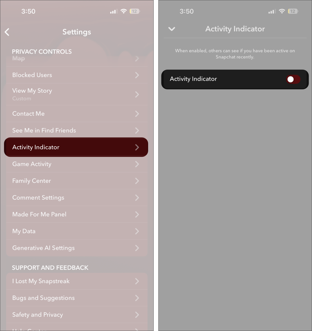 Turned off Activity Indicator