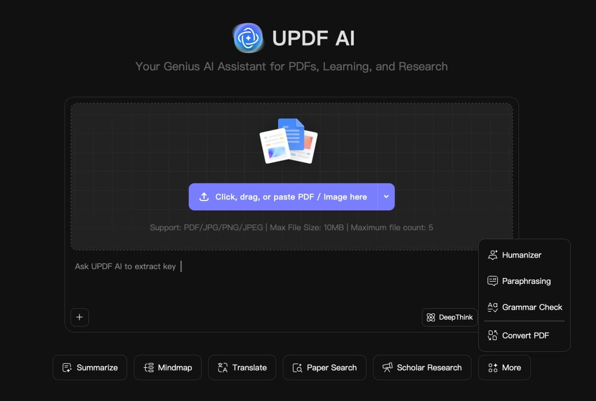 UPDF Ai Homepage