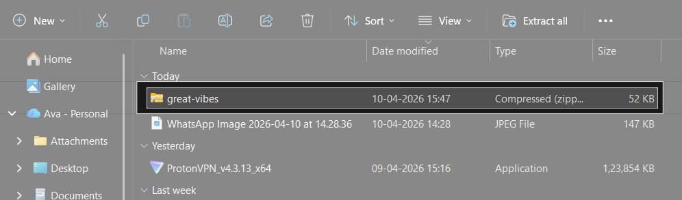 Unzip and install