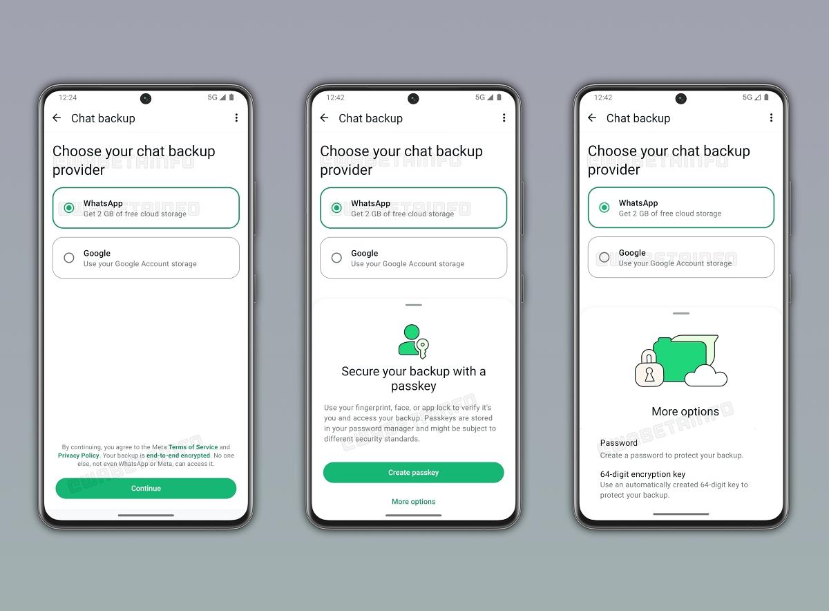 WhatsApp cloud storage for chat backups