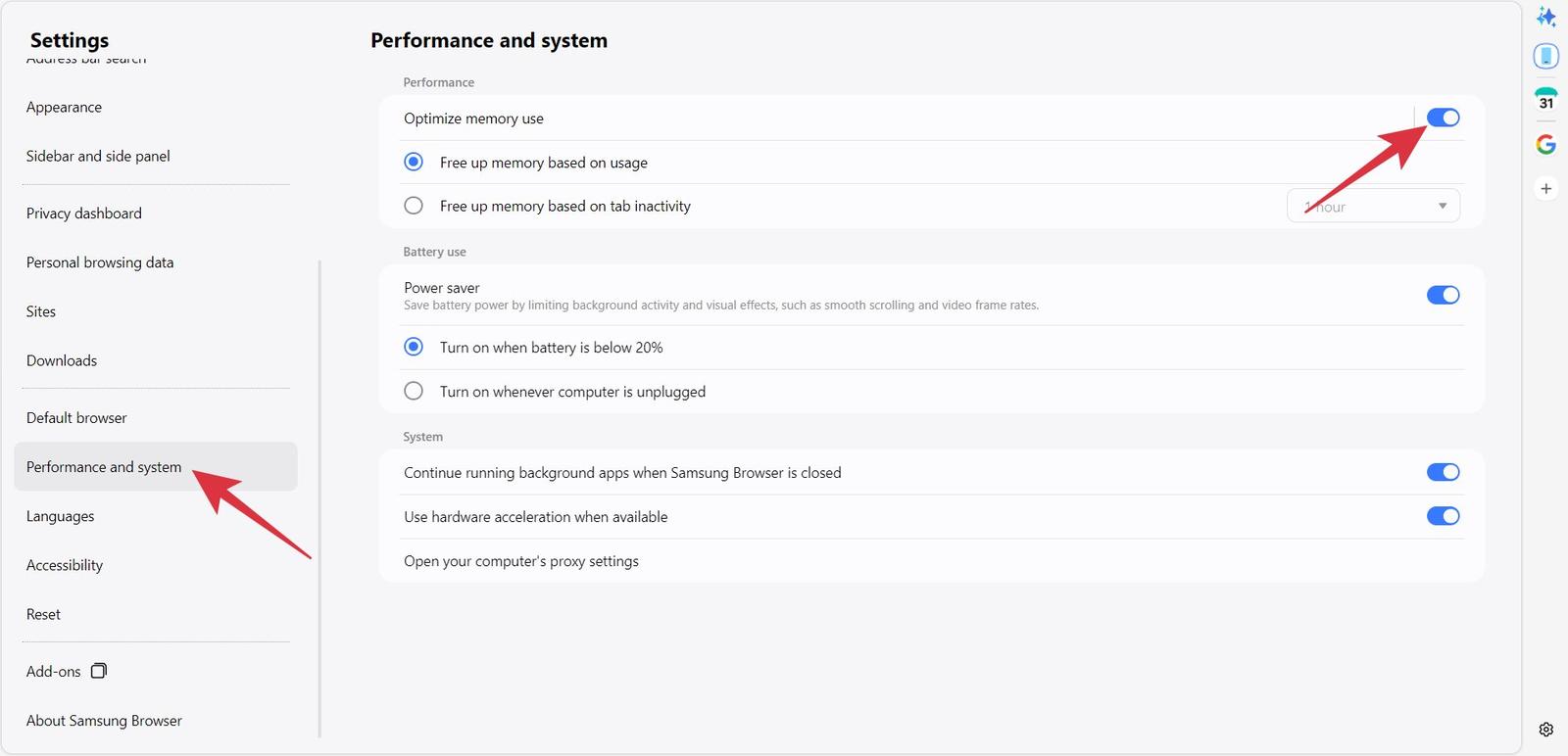 Control over memory management