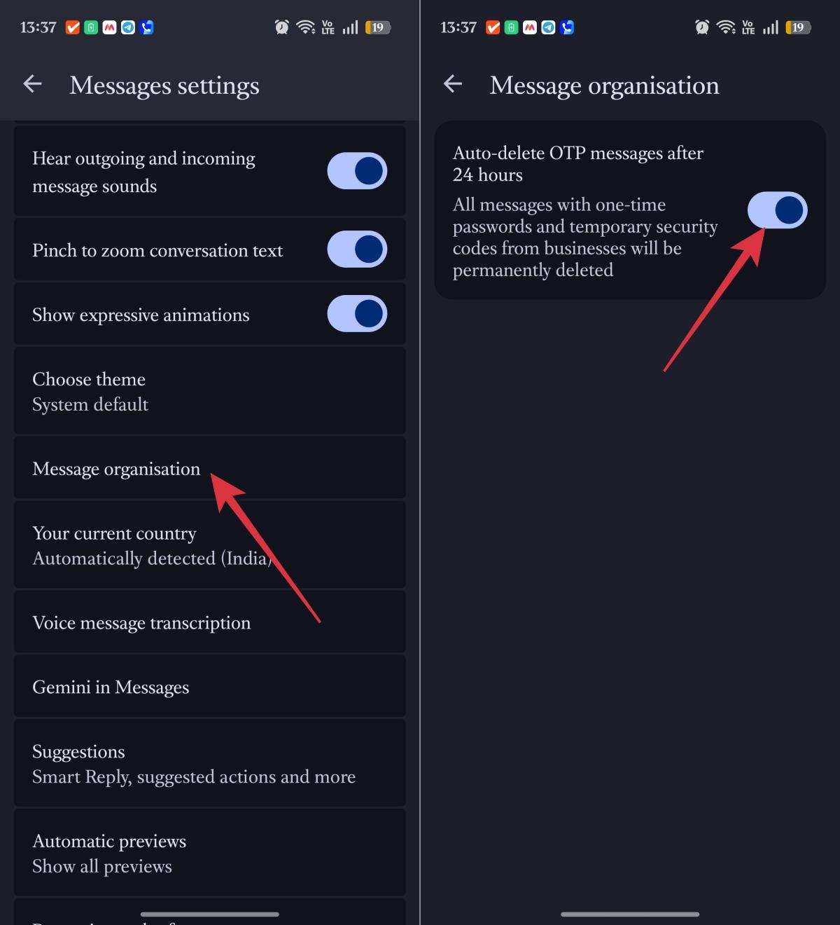 Enable OTP auto-delete