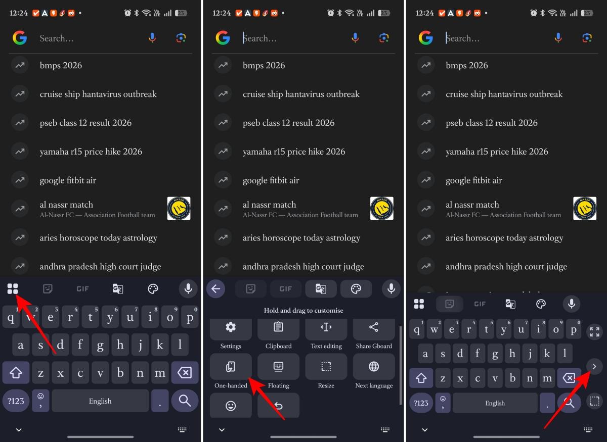 Enable one handed keyboard mode and dock it to a side