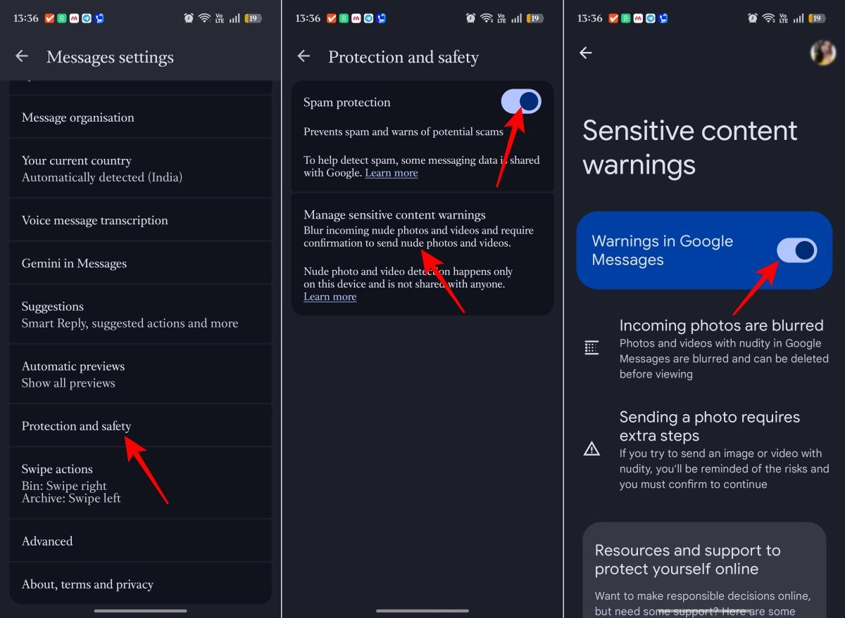 Enable spam protection and sensitive content warnings