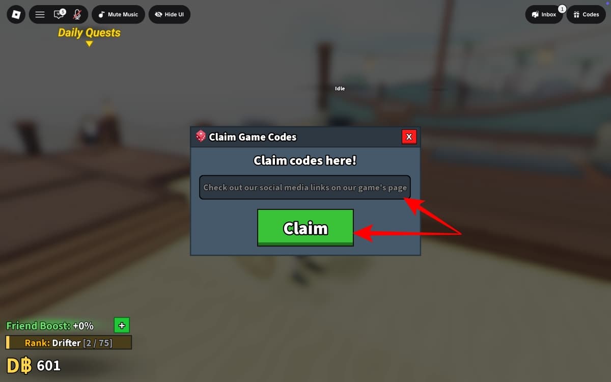 Enter a code and click Claim to get Enchant Spins