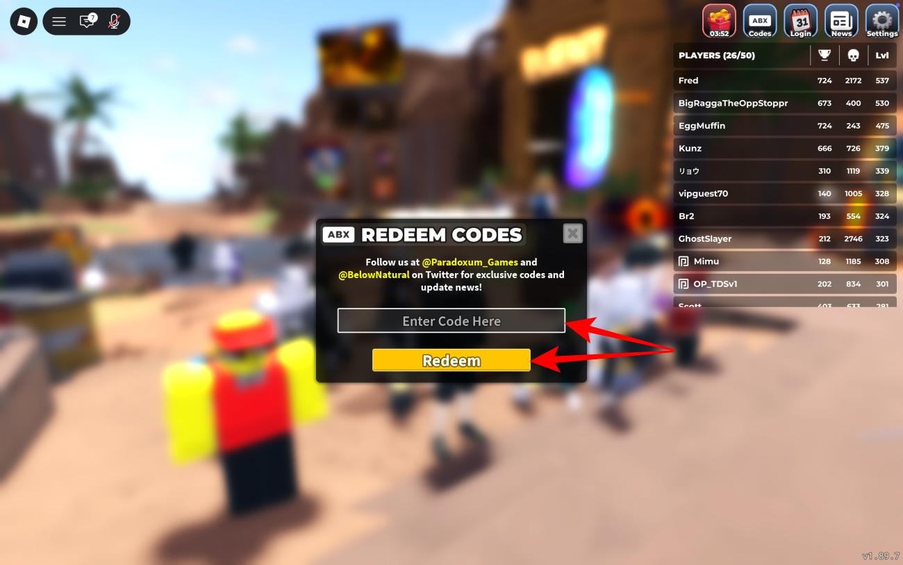 Enter a code and press redeem