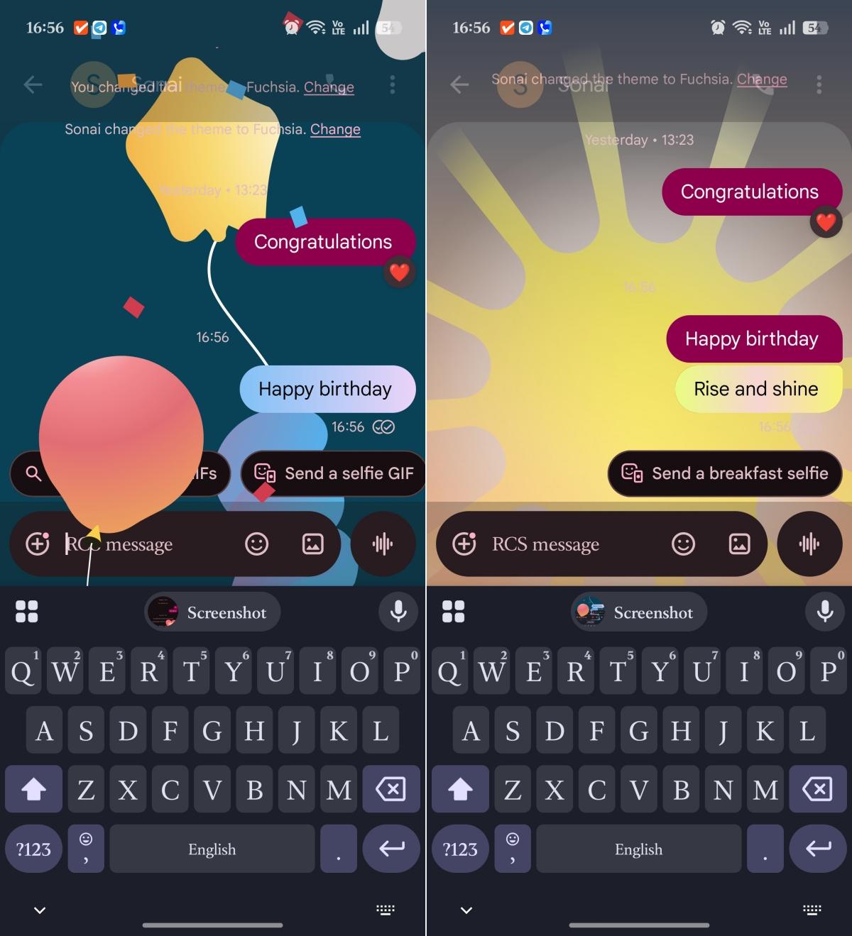 Full screen effects for special messages