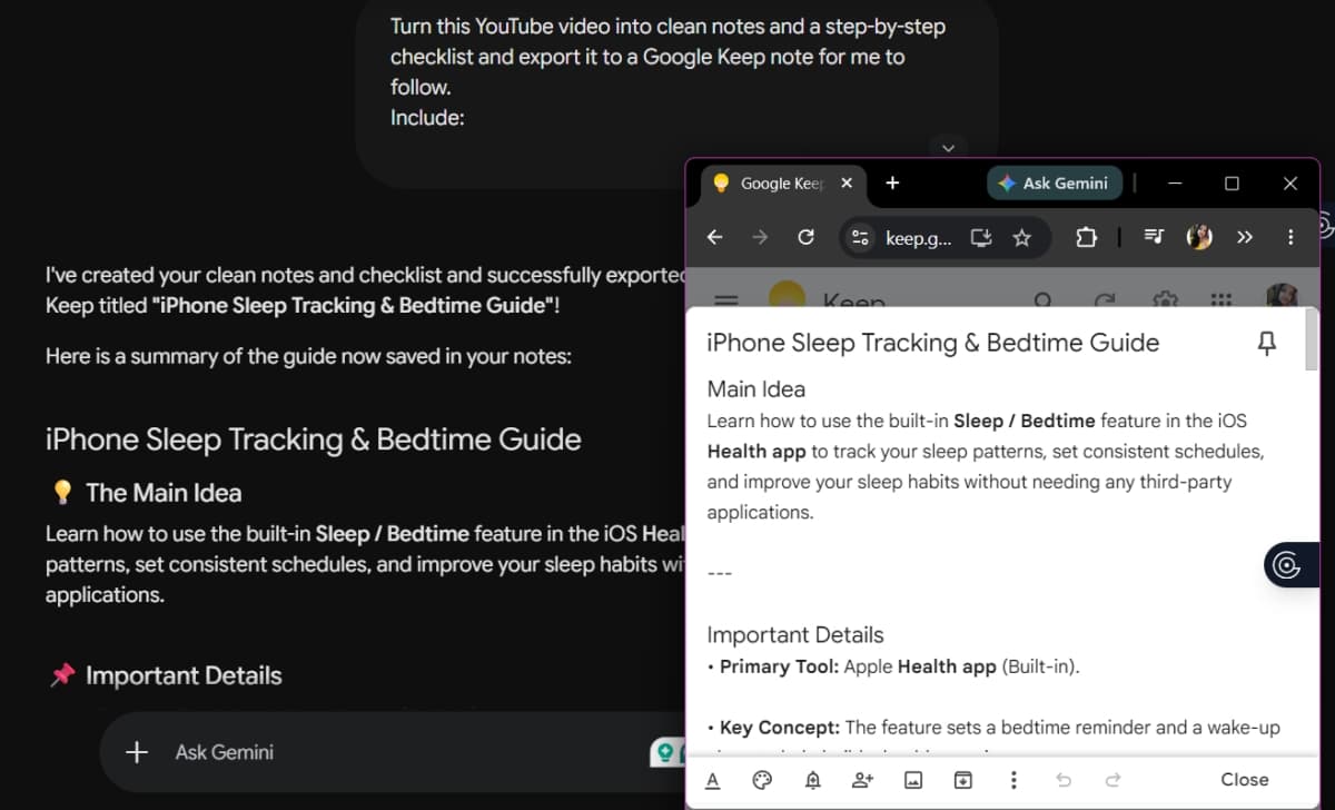 Gemini converts videos into notes and checklists