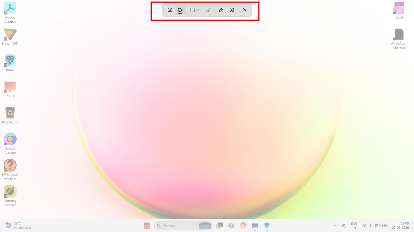 Open Snipping Tool in recording mode