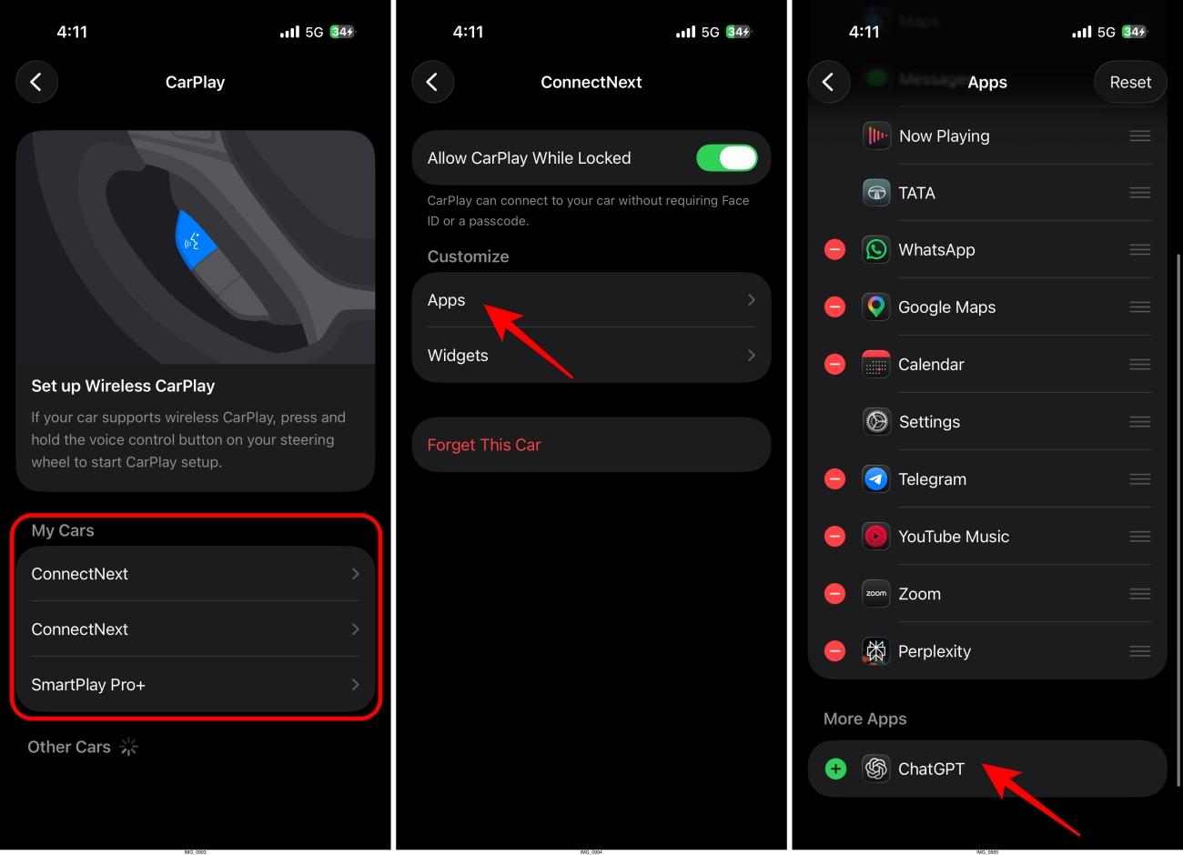 Select your car open Apps and add ChatGPT