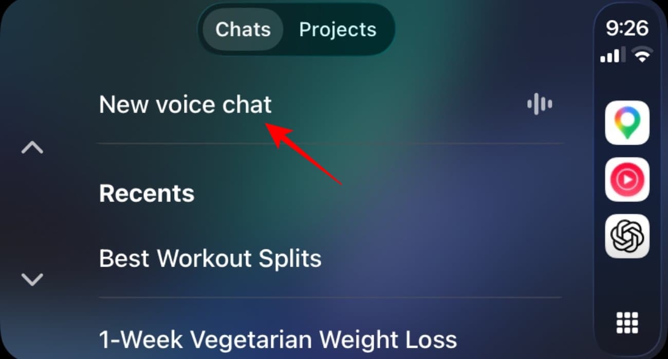 Start voice chat and speak to ChatGPT in real time