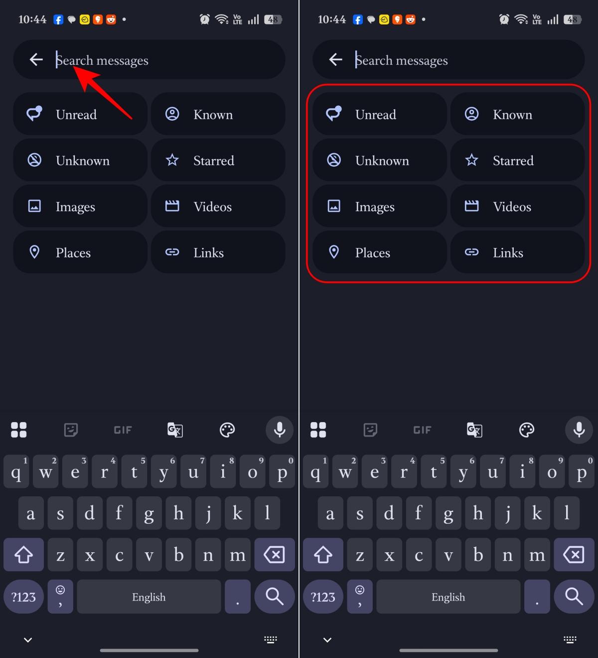 Use search filters or keywords to find messages quickly