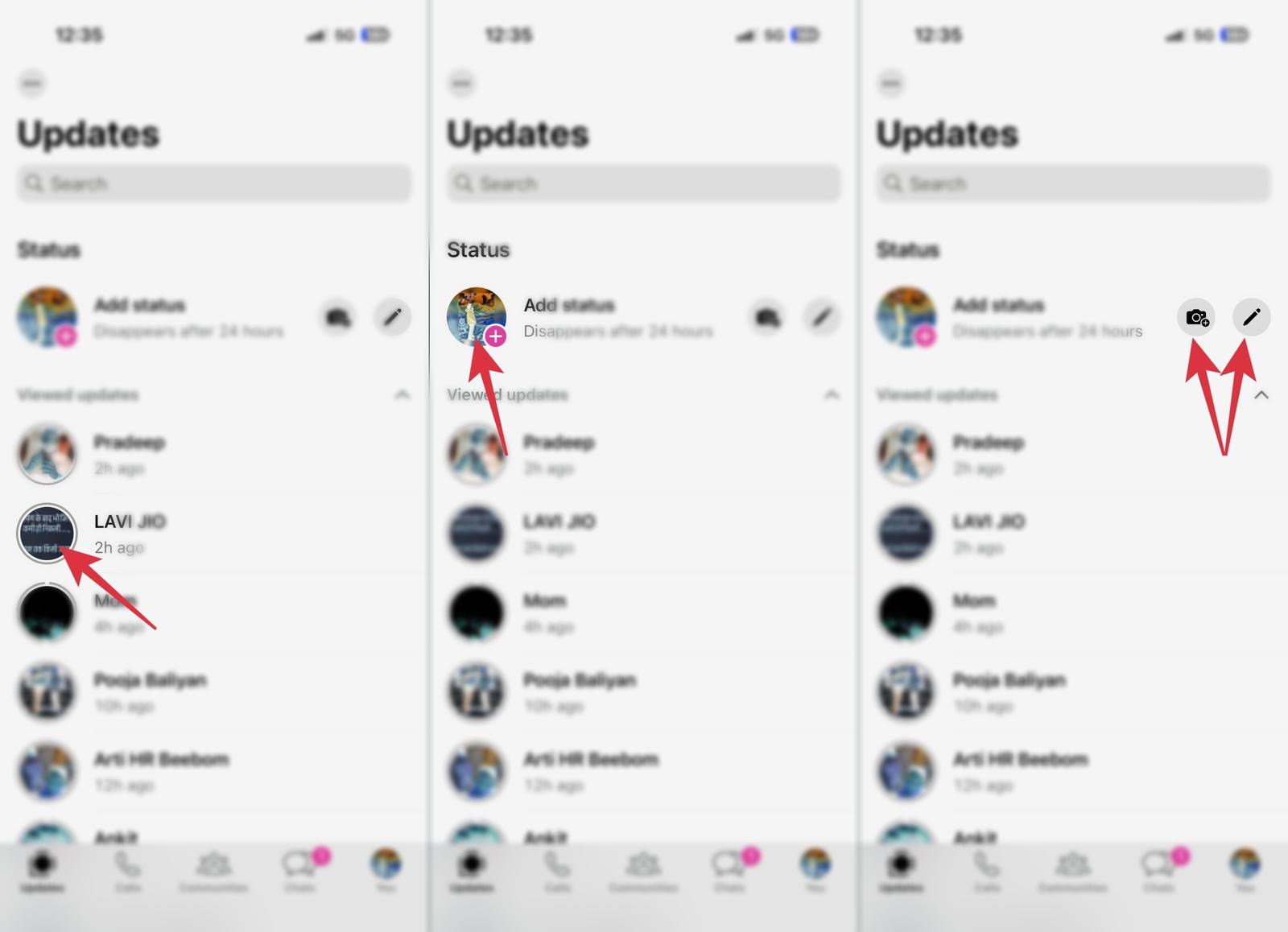 WhatsApp Status updates icons