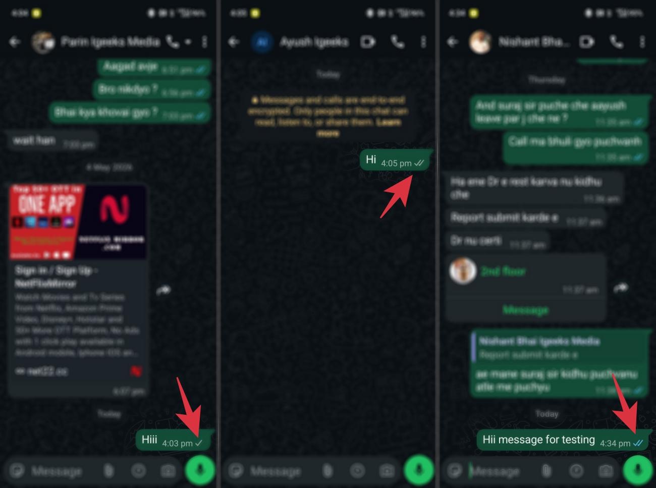 WhatsApp messaging symbols