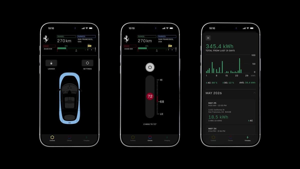 Ferrari Luce app interface shown on a phone
