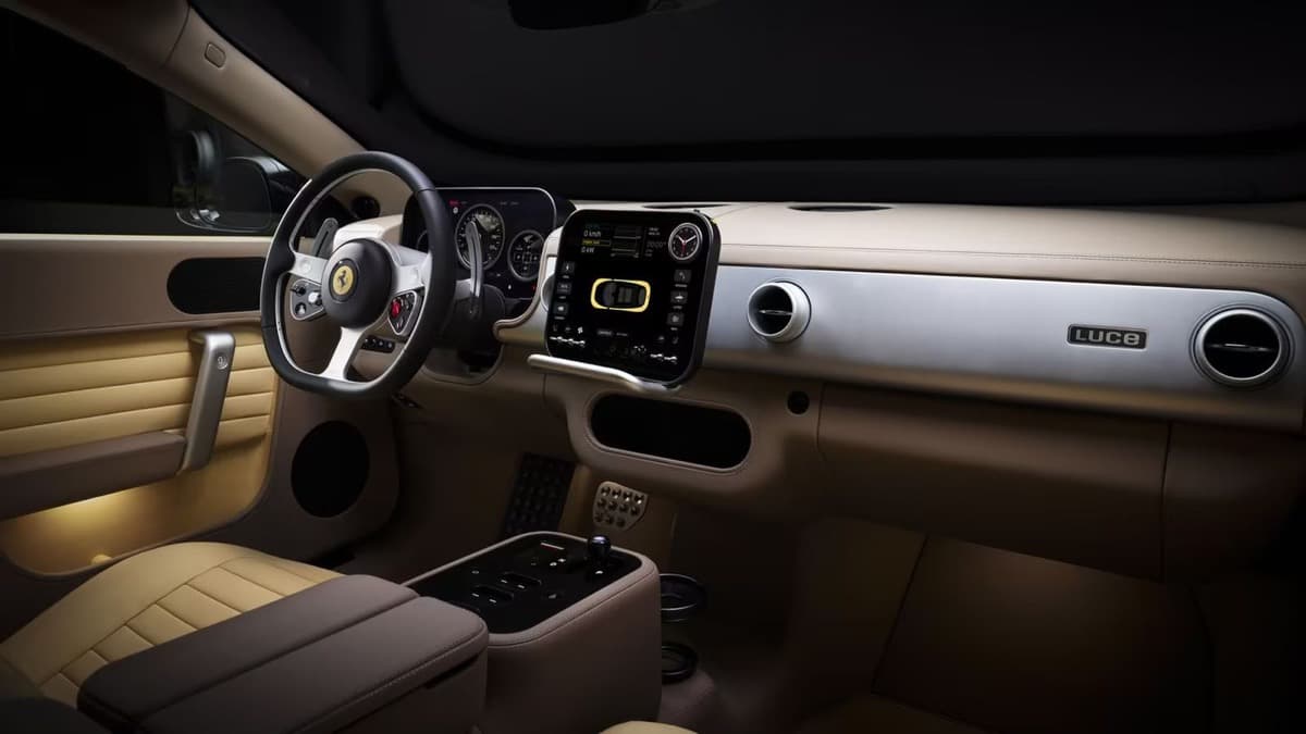 Ferrari Luce front cabin with driver and passenger display layout