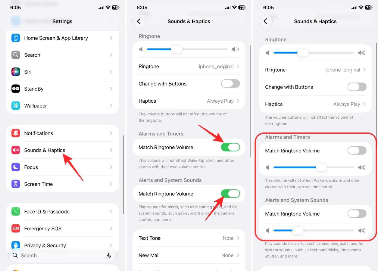 Adjust alarm volume settings on iPhone