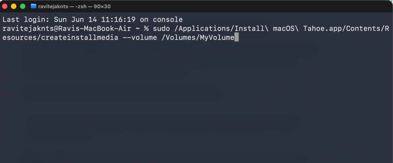 Create a bootable macOS Tahoe installer
