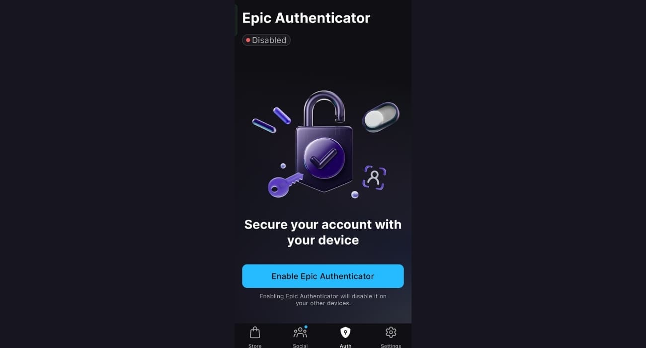 Epic Authenticator setup
