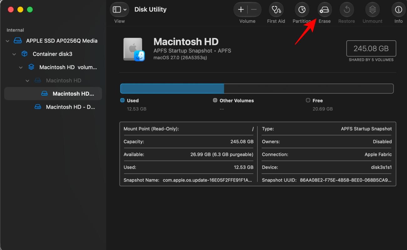 Erase macOS 27 beta and install macOS Tahoe