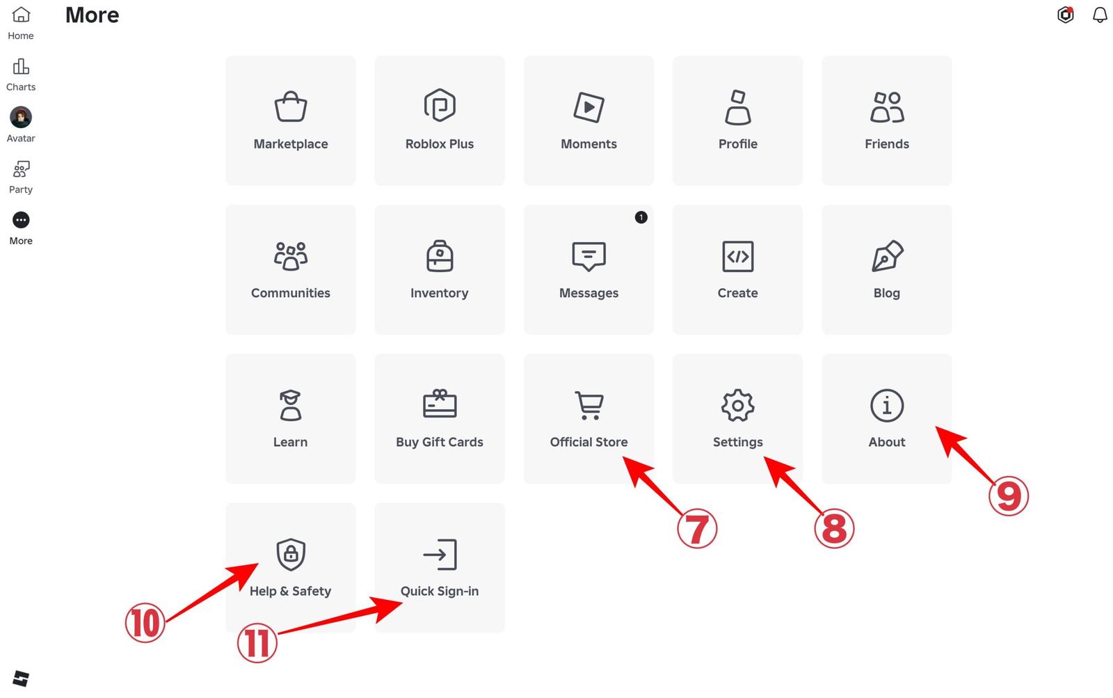 More menu icons meaning