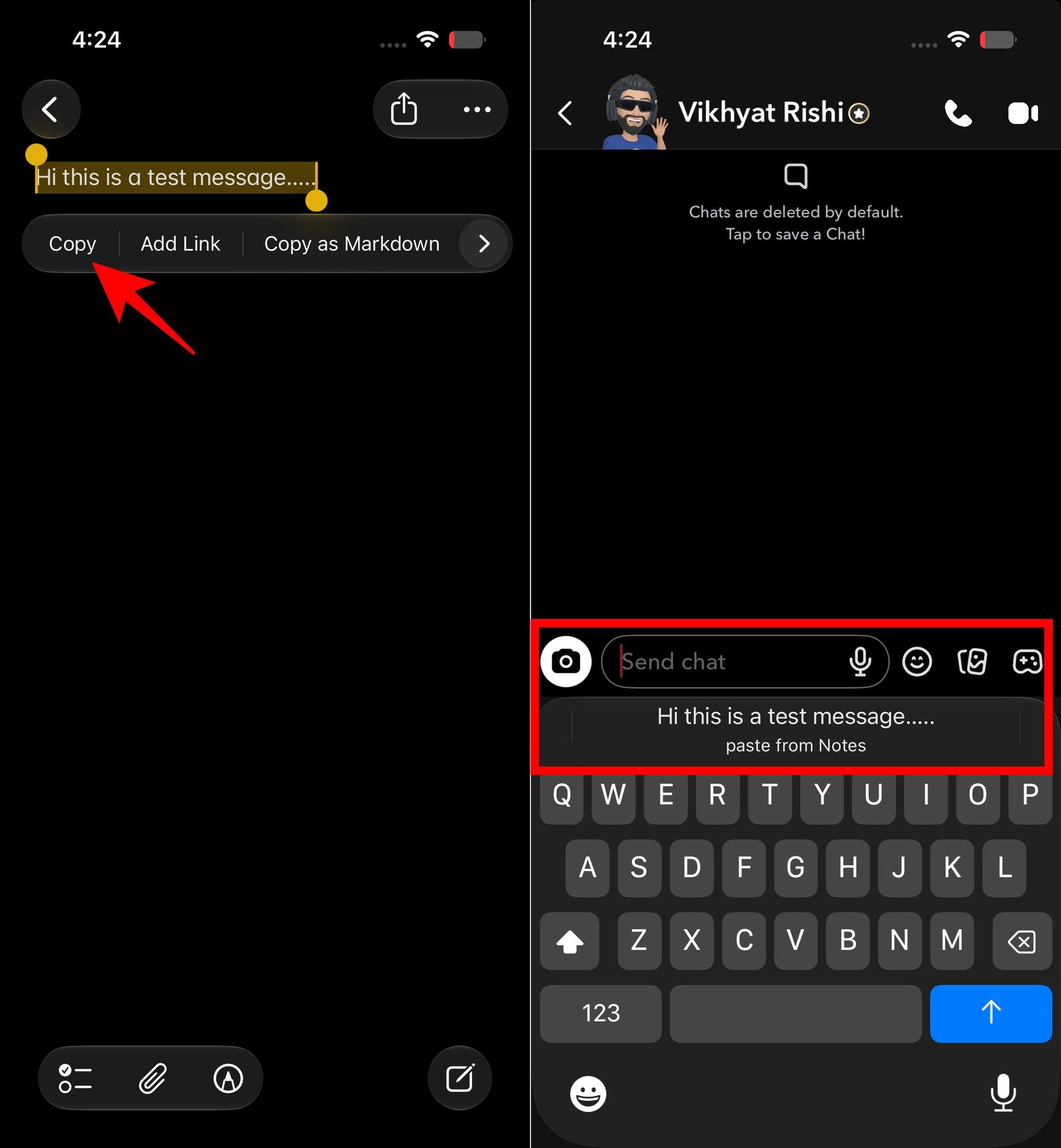 Paste copied content with one tap