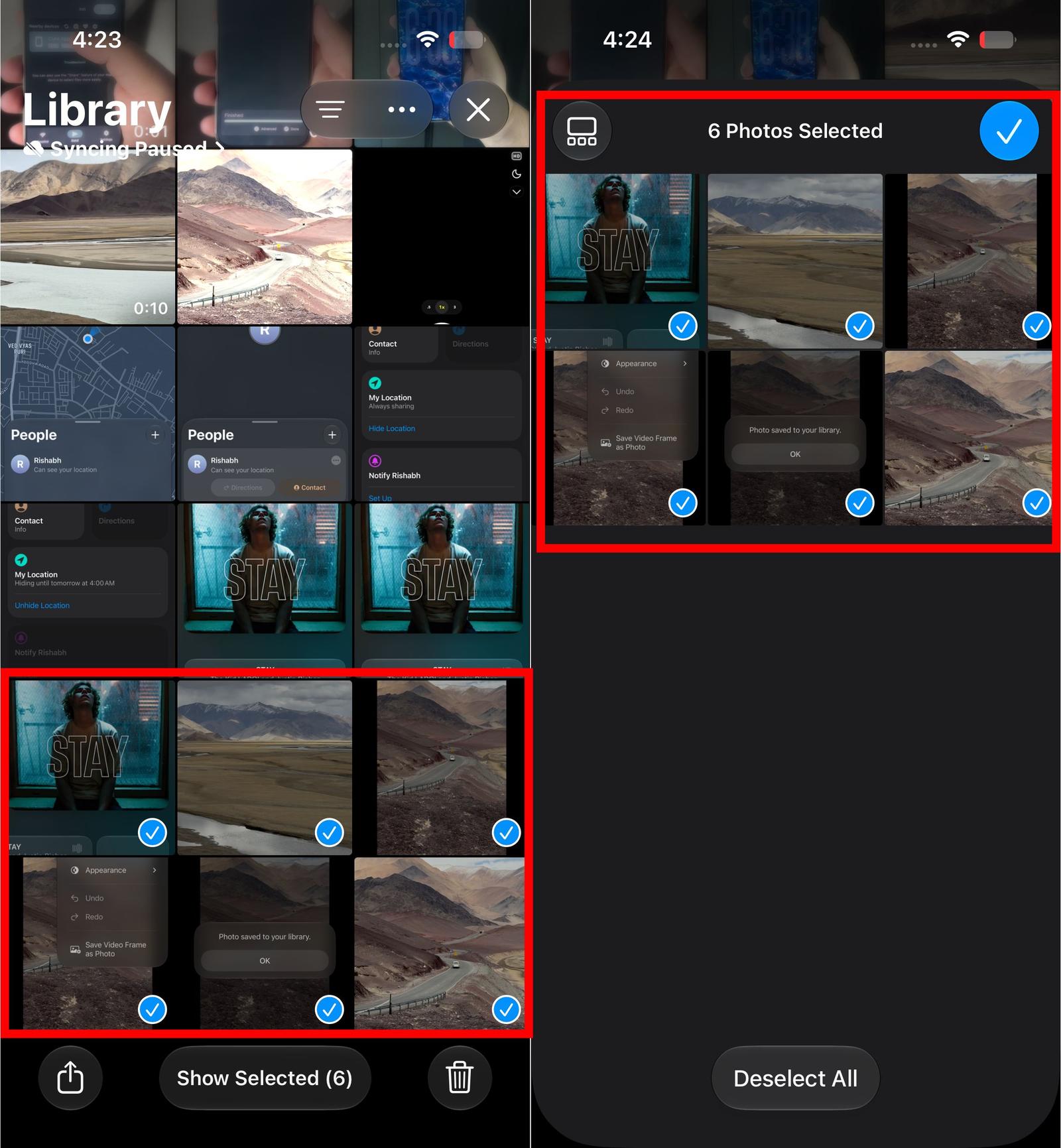 Review selected photos before sharing