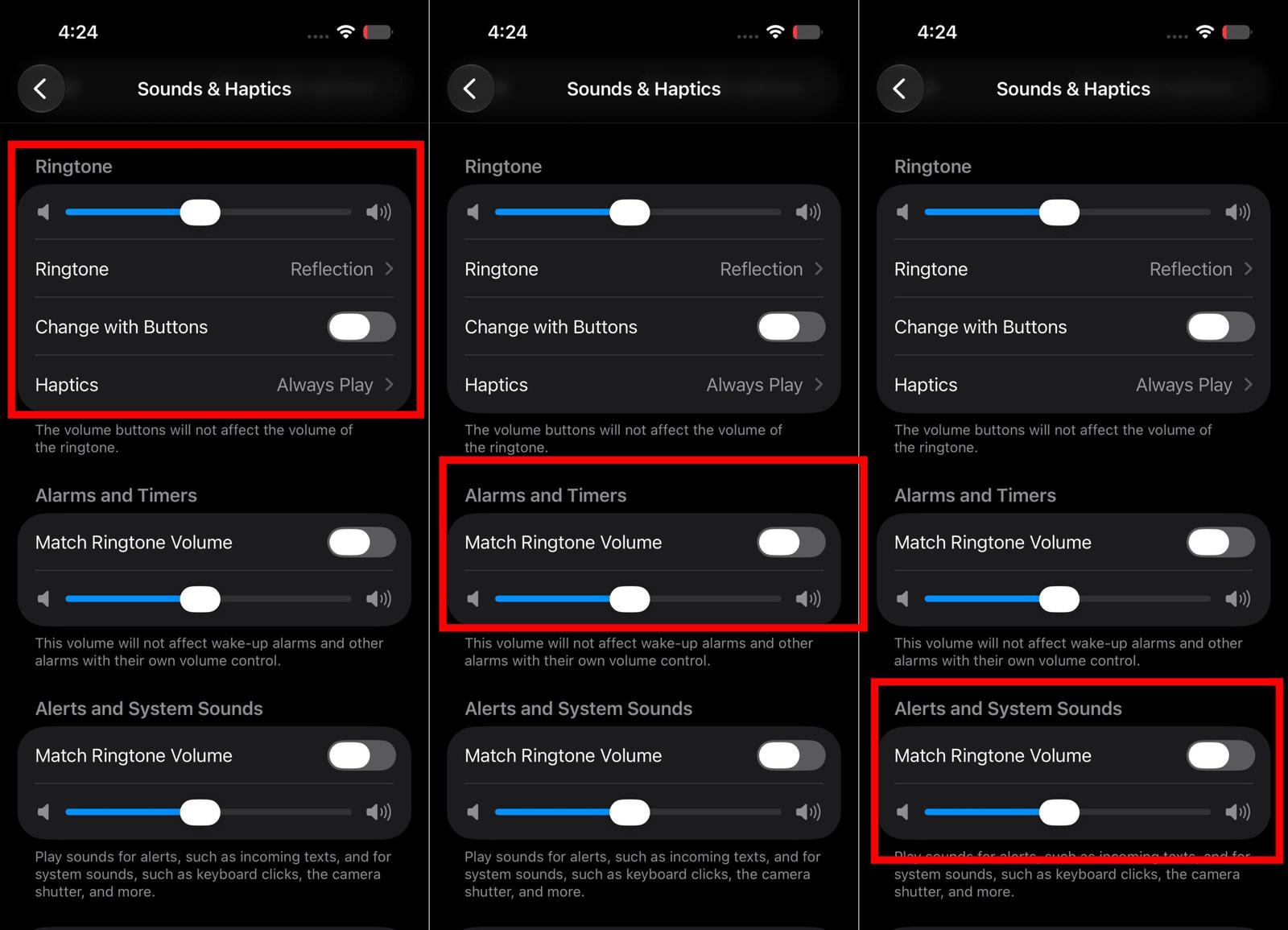 Separate volume controls
