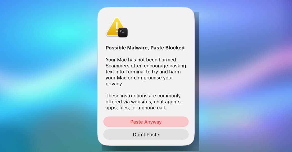 Apple explains why macOS may block a pasted Terminal command