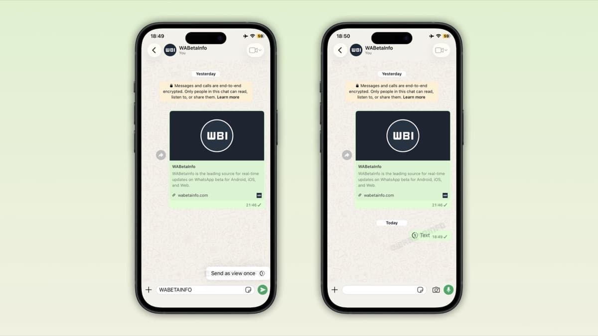 WhatsApp view-once text messages feature on iPhone