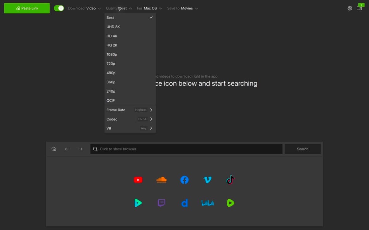 Smart Mode quality settings in 4K Video Downloader Plus