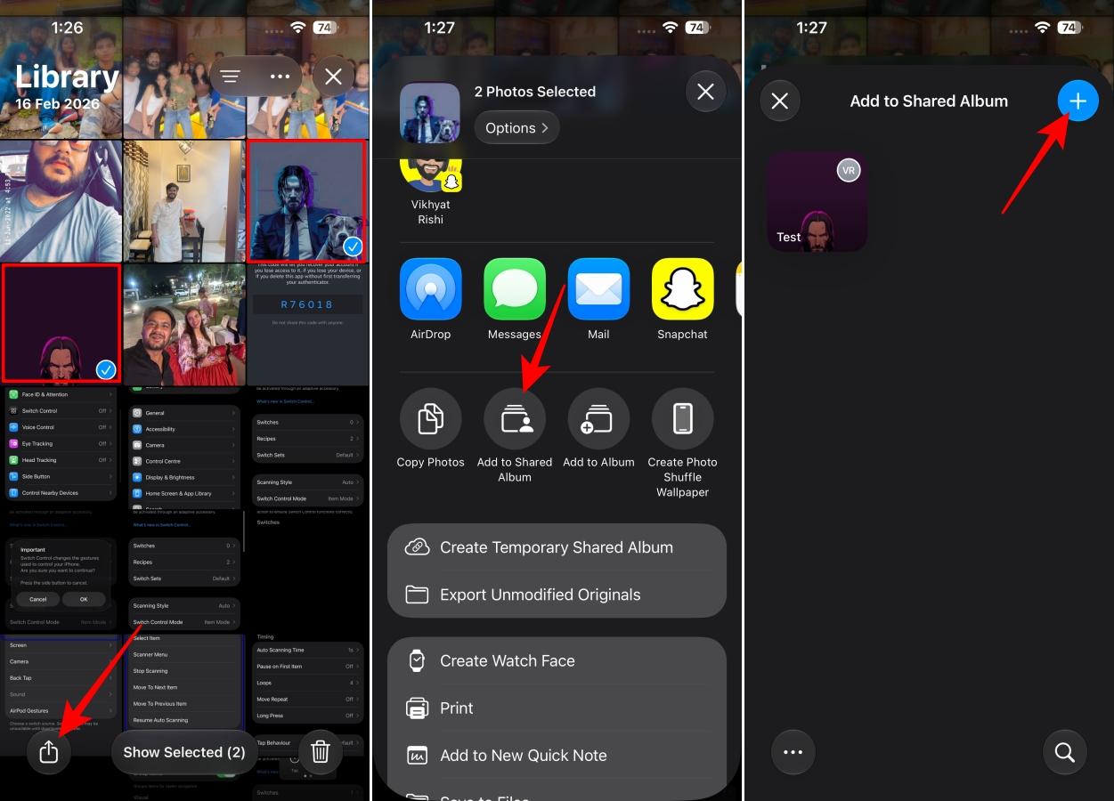 Adding photos and videos to a Shared Album