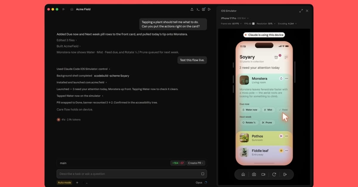Claude Code now supports Apple’s iOS simulator on Mac
