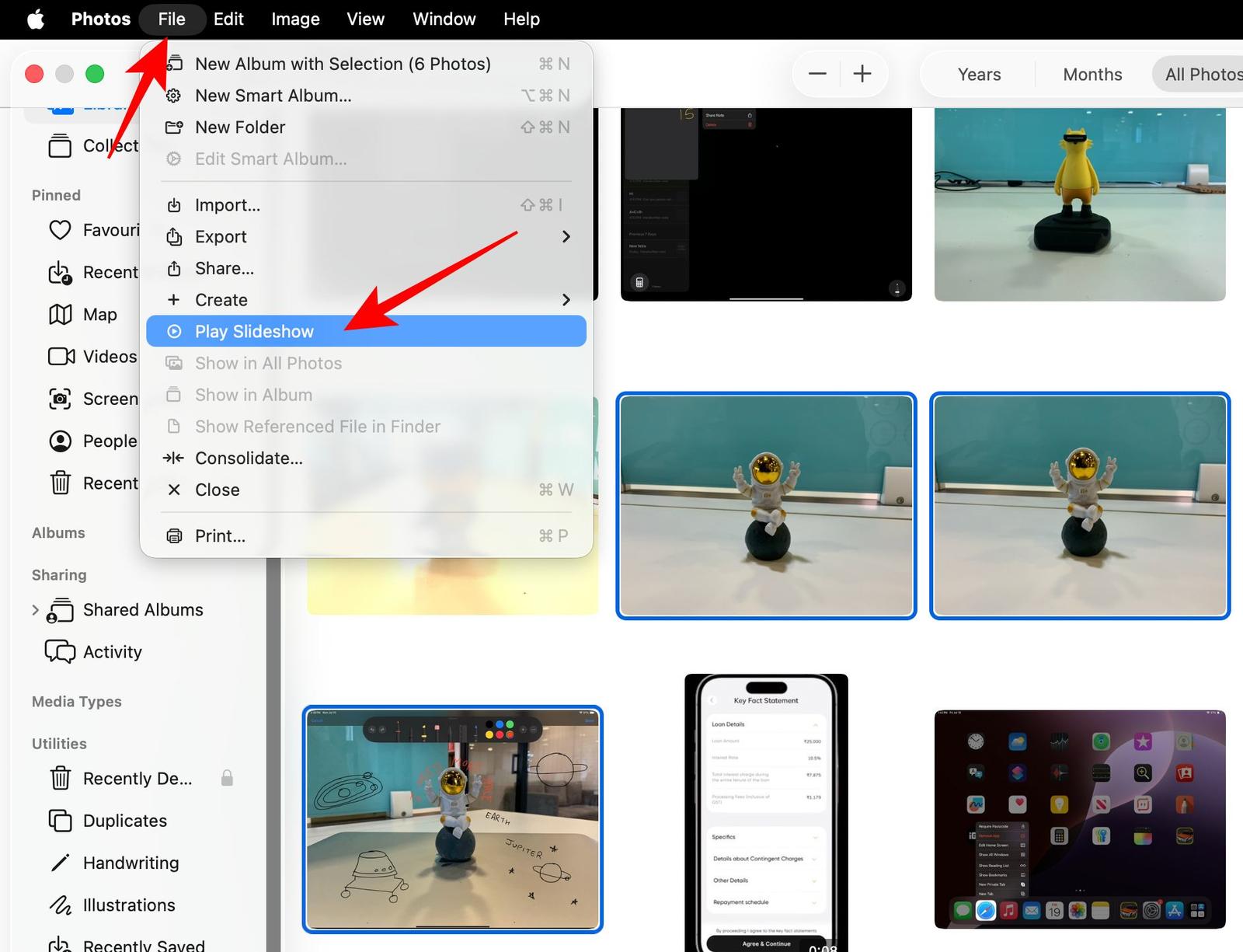 Click File and selectPlay Slideshow