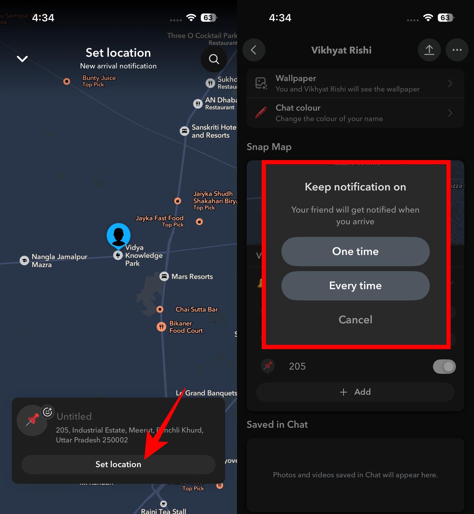 Enable and use Snapchat Arrival Notifications