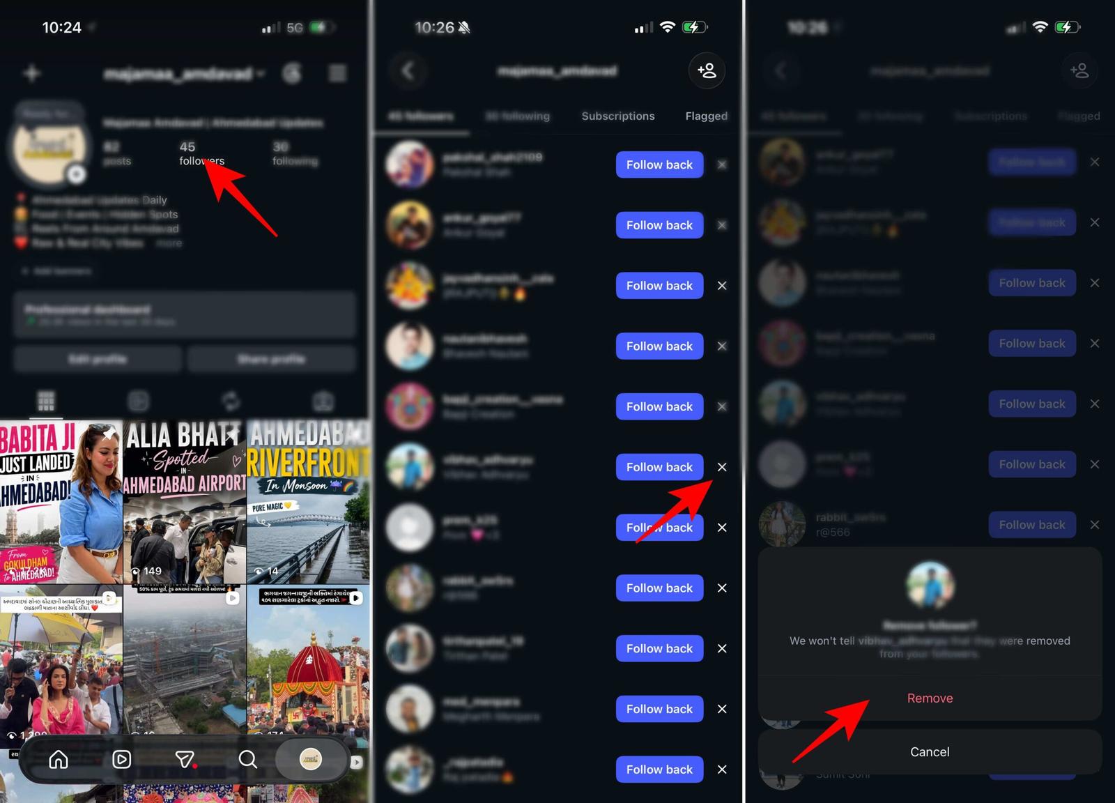 Remove unwanted followers in Instagram
